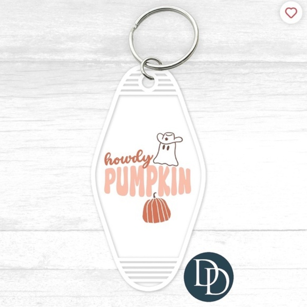 Howdy pumpkin motel‎ keychain white